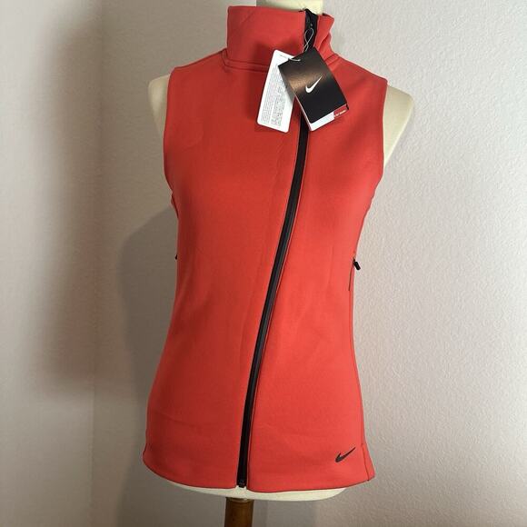 NWT NIKE Womens Red Zip Vest Small Thermafit Slim Running Athleisure Hiking GORP - Picture 3 of 13